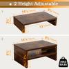 TEAMIX Monitor Riser - 2 Pack, Rustic Brown Wood Adjustable Stand for 2 Monitors/Laptop/PC view 4