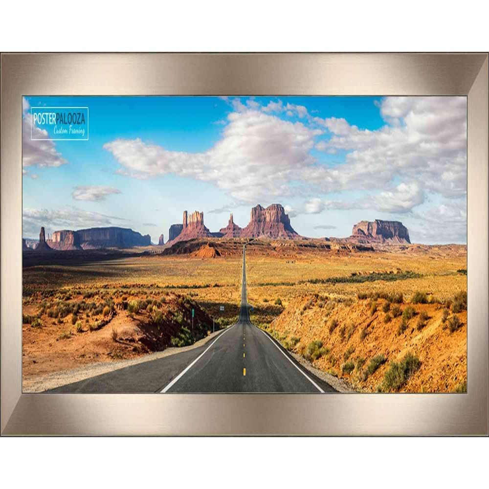 Poster Palooza 40x14 Contemporary Pewter Complete Wood Panoramic Frame with UV Acrylic Plexiglass, Foam Board Backing & Hardware Included