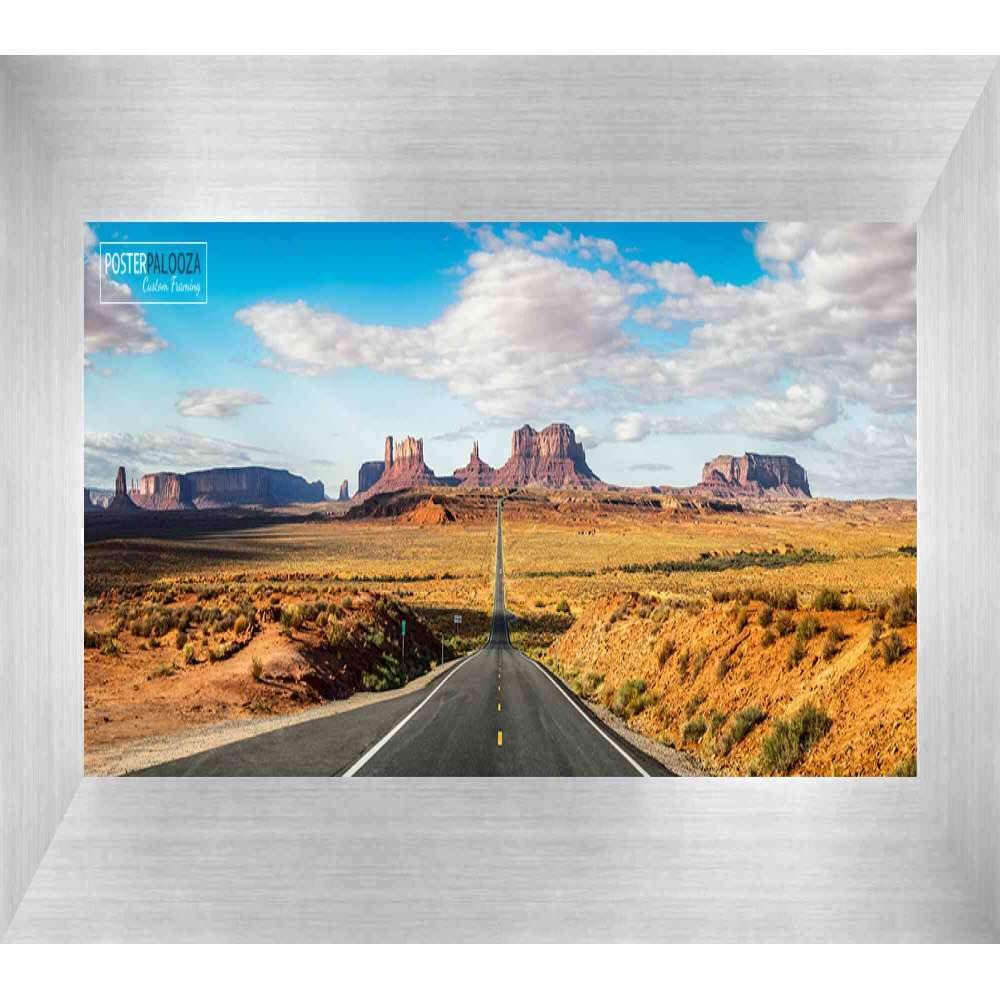 Poster Palooza 36x12 Frame Silver Pewter 1.5 Inch Wide Moulding Solid Wood Panoramic Frame with UV Acrylic Plexiglass, Foam Board Backing & Hardware Included