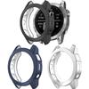 Cover Compatible for Garmin Fenix 7s Protective Case Soft TPU Plated Bumper Shell Shockproof Covers Anti-Scratch Protector Case for Fenix 7s (Black+Blue+Silver) view 1