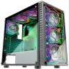 MUSETEX ATX 2 Tempered Glass Panels Windows Desktop Case, Mid-Tower Chassis Gaming PC Case Black 6pcs 120mm ARGB Fans