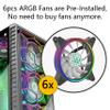 MUSETEX ATX 2 Tempered Glass Panels Windows Desktop Case, Mid-Tower Chassis Gaming PC Case Black 6pcs 120mm ARGB Fans view 3