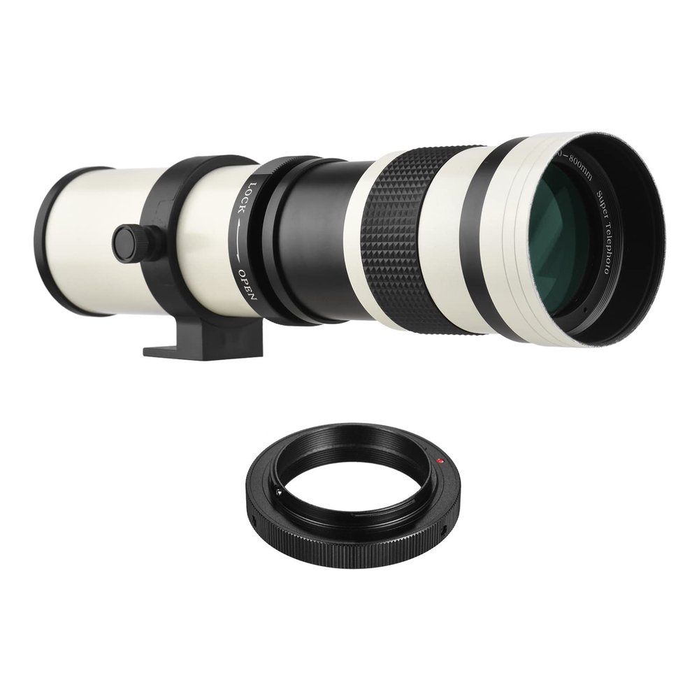 Andoer Camera MF Super Telephoto Zoom Lens F/8.3-16 420-800mm T2 Mount with AI-mount Adapter Ring Universal 1/4 Thread Replacement for Nikon AI-mount D50 D90 D5100 D7000 D3 D5100 D3100 D3000