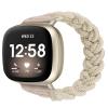 Wearlizer Elastic Band Compatible with Fitbit Versa 4 Bands for Woman/Versa 3/Sense 2/Sense Bands Women, Slim Solo Loop Braided Strap Stretchy Woven Wristband Accessory, Khaki, S view 1