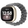 Wearlizer Elastic Band Compatible with Fitbit Versa 4 Bands for Woman/Versa 3/Sense 2/Sense Bands Women, Slim Solo Loop Braided Strap Stretchy Woven Wristband Accessory, Grey, M view 1