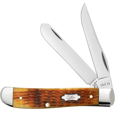 Case XX WR POCKET KNIFE MINI TRAPPER - ANTIQUE BONE ROGERS CORN COB JIG, ITEM 52830, LENGTH CLOSED 3 1/2 INCH (6207 SS)
