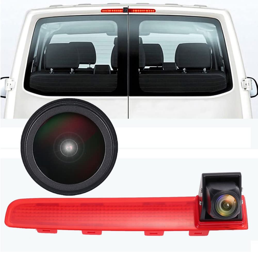 18mm lens Car Third Roof top mount brake lamp camera Brake Light Rear View Backup Camera, replacement for T5 Multivan T6 Caravelle tailgate high roof Van Business MPV SUV Bus Double Doors