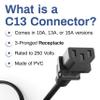 UNC 1ft PDU Power Cable C13 to C14 15amp 14AWG SJT Jacket UL Listed, Green, 1 Foot view 2