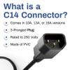 UNC 1ft PDU Power Cable C13 to C14 15amp 14AWG SJT Jacket UL Listed, Green, 1 Foot view 3