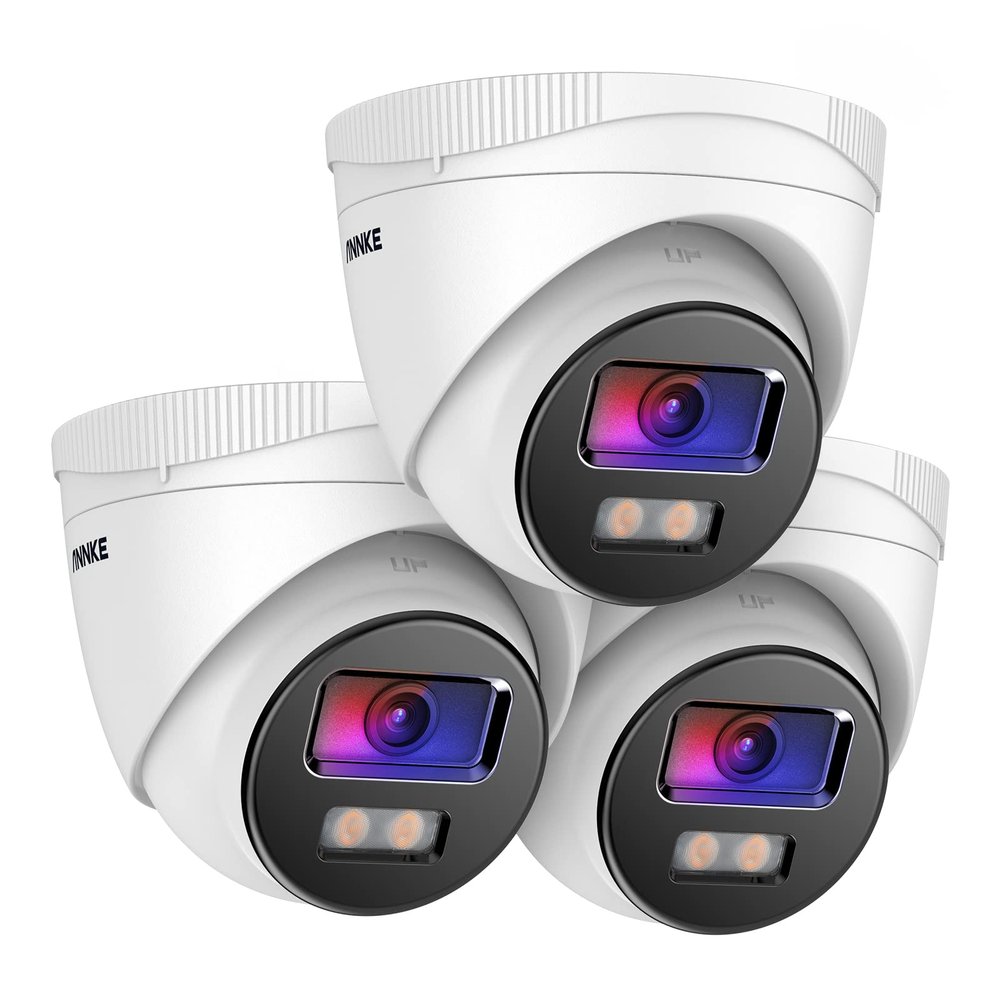 ANNKE 3PCS 4MP F1.0 Ture Color Night Vision PoE IP Camera, H265+ Turret Security Camera Outdoor, IP67 Waterproof and Smart Motion Detection, Metal Housing, Remote Access, Alerts, NC400