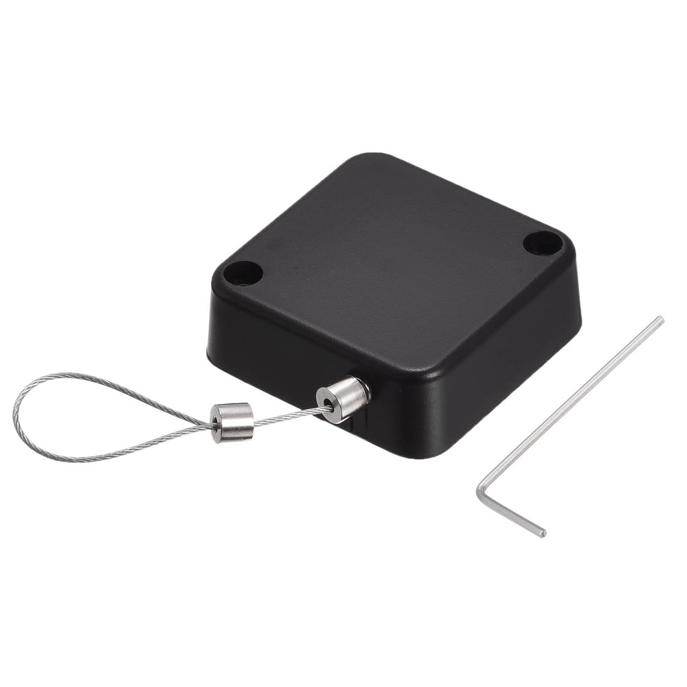 MECCANIXITY Retractable Cable Lock with Self-Adhesive Black 2pcs
