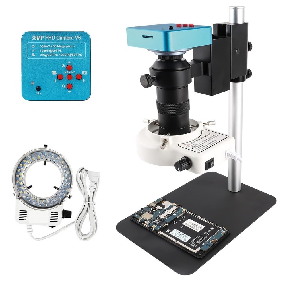 Lab Microscope Slides Digital Monocular Microscope 130X C Mount Lens 38MP Industrial Camera Sets Microscope Parts (Color : Set)