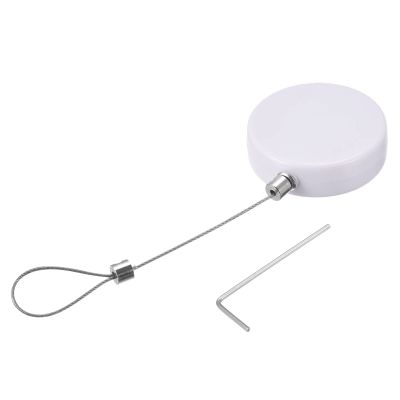 MECCANIXITY Round Retractable Cable Lock with Self-Adhesive, Remote Control Security Lock Anti-Lost Rope Hardware Cable Lock 600g Tensile Force White