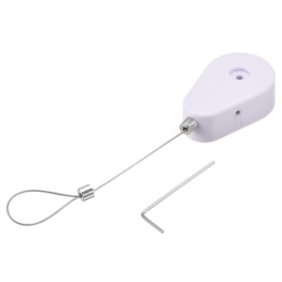 MECCANIXITY Retractable Cable Lock with Self-Adhesive, Remote Control Security Lock Anti-Lost Rope Hardware Cable Lock 600g Tensile Force White Pack of 2
