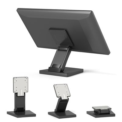 Adjustable Metal Folding Monitor Bracket for Touch Screen Desk Mount with VESA Hole 75x75mm&100x100mm All in Single PC Stand (Black)