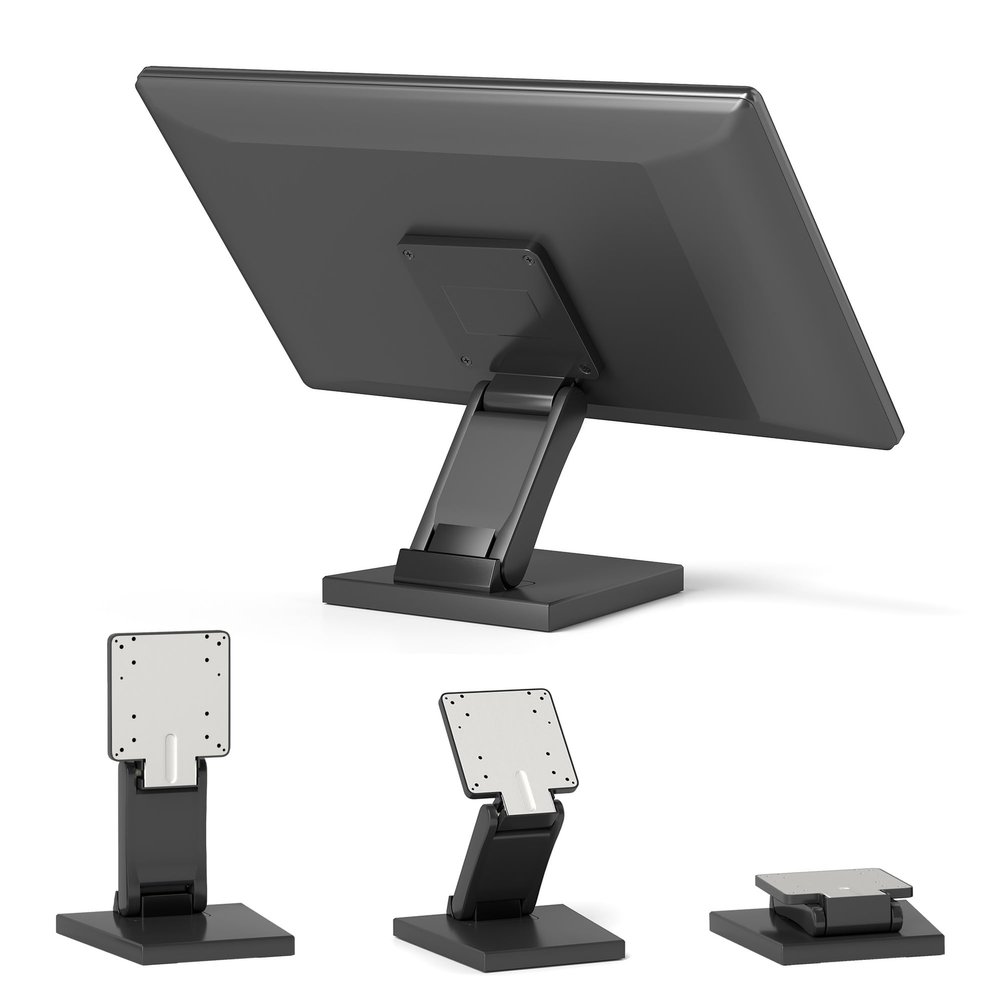 Adjustable Metal Folding Monitor Bracket for Touch Screen Desk Mount with VESA Hole 75x75mm&100x100mm All in Single PC Stand (Black)