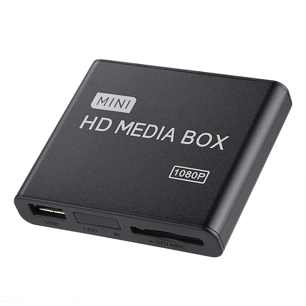 1080P Full-HD Digital Media Player, HDMI/AV/VGA Output, 7.1 Surround Sound, HDMI Media Player with Remote Control, 1080P HDMI TV Media Player for USB MMC RMVB MP3 AVI MKV(US Plug)