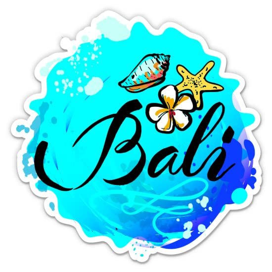 Bali Aqua Colorful Design - 5" Vinyl Sticker - for Car Laptop I-Pad - Waterproof Decal
