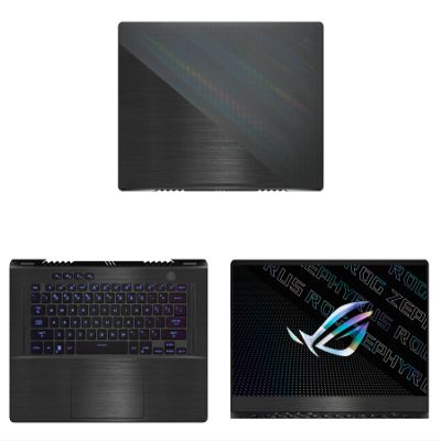 Decalrus - Protective Decal for The Asus ROG Zephyrus GA503 (15.6" Screen) Laptop Black Texture Brushed Aluminum Vinyl Cover wrap BAasusRogZep15_GA503Back