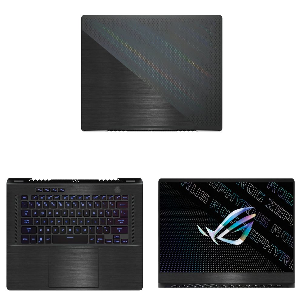 Decalrus - Protective Decal for The Asus ROG Zephyrus GA503 (15.6" Screen) Laptop Black Texture Brushed Aluminum Vinyl Cover wrap BAasusRogZep15_GA503Back