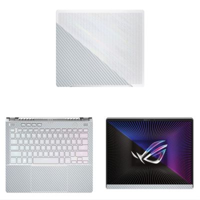 Decalrus - Protective Decal for The Asus ROG Zephyrus G14 GA402 (14" Screen) Laptop Silver Carbon Fiber Cover wrap CFasusRogZep14_GA402Silver