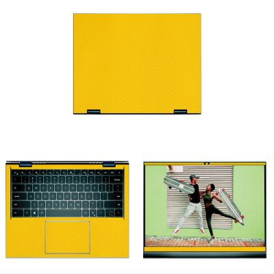 Decalrus - Protective Decal for The Dell Inspiron 14 7415 2-in-1 (14" Screen) Laptop Yellow Carbon Fiber Cover wrap CFdellInspiron7415_2in1Yellow