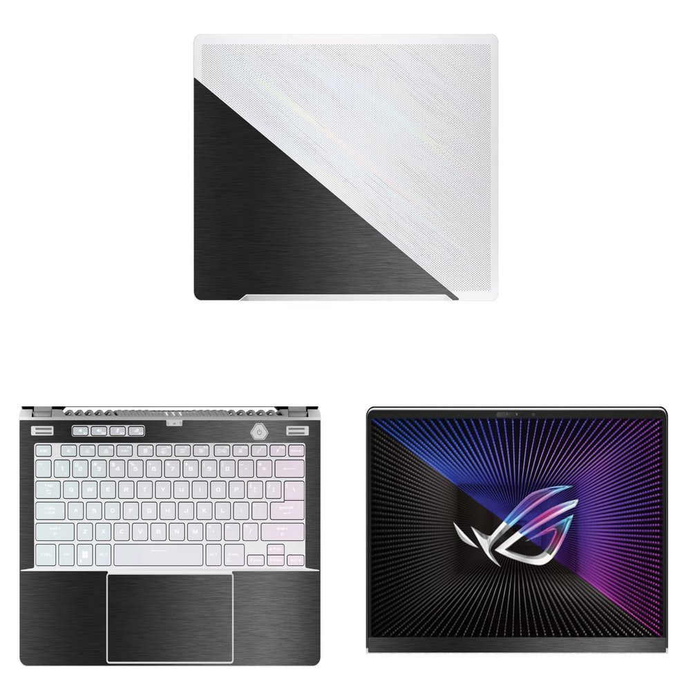 Decalrus - Protective Decal for The Asus ROG Zephyrus G14 GA402 (14" Screen) Laptop Dark Grey Texture Brushed Aluminum Cover wrap BAasusRogZep14_GA402Dark Grey