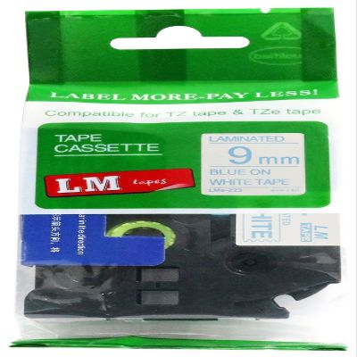 LM Tapes - Premium 3/8" (9mm) Blue on White Compatible TZe P-Touch Tape for use with Brother PT-2700, PT2700, PT-2710, PT2710 Label Maker Includes Tape Size/Color Guide.