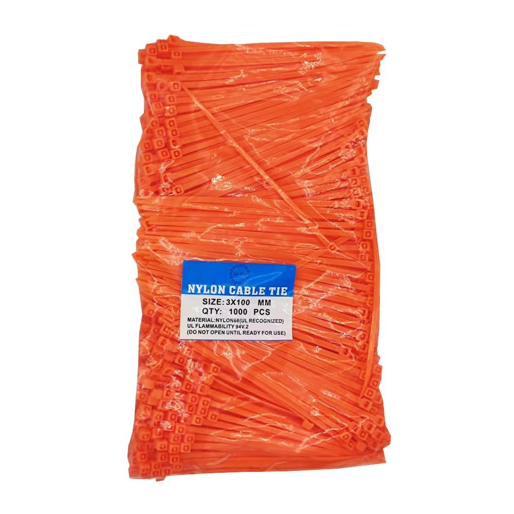 SYD 4 Inch length, 18lb Small size Self Locking Nylon Cable Zip Ties -1000 Piece (orange)