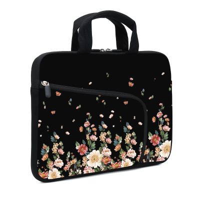 11.6-12.2 Inch Laptop Sleeve Case - Chromebook, Ultrabook, Notebook, Tablet Neoprene Handle Case for Men Women - Two Pockets Fit Apple MacBook Air, Samsung, Acer, HP, DELL (Flowers)