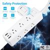 Clear Power 9-Outlet Surge Protector Power Strip with 3 USB Ports(1 USB-C), 5ft Power Cord, Flat Plug, Multi Outlets on 3 Sides, Desktop Charging Station, White, DC3S-1109-DC view 3