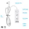 Clear Power 6-Outlet Surge Protector Power Strip with 3 USB Ports(1 USB-C), 5ft Power Cord, Flat Plug, Multi Outlets on 3 Sides, Desktop Charging Station, White, DC3S-1106-DC view 2