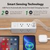 Clear Power 6-Outlet Surge Protector Power Strip with 3 USB Ports(1 USB-C), 5ft Power Cord, Flat Plug, Multi Outlets on 3 Sides, Desktop Charging Station, White, DC3S-1106-DC view 3