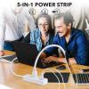 Clear Power 2-Outlet Power Strip with 3 USB Ports(1 USB-C), Flat Plug, 6 ft Power Cord, Desktop Charging Station with USB C, White, DC3S-1102-DC view 2