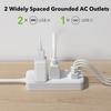 Clear Power 2-Outlet Power Strip with 3 USB Ports(1 USB-C), Flat Plug, 6 ft Power Cord, Desktop Charging Station with USB C, White, DC3S-1102-DC view 3