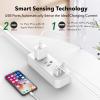 Clear Power 2-Outlet Power Strip with 3 USB Ports(1 USB-C), Flat Plug, 6 ft Power Cord, Desktop Charging Station with USB C, White, DC3S-1102-DC view 4