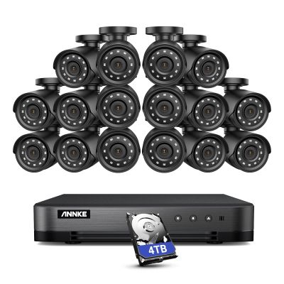 ANNKE 16CH 1080P Security Camera System Outdoor with 4TB Hard Drive, H.265+ 16Channel 5 in 1 CCTV DVR with 16PCS 1920TVL Surveillance Cameras, 100ft Night Vision, Motion Detection,Remote Access