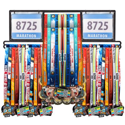 Shimeyao Medal Holder, Metal Wall Rack, 34.37 x 11.22 Inch, Black
