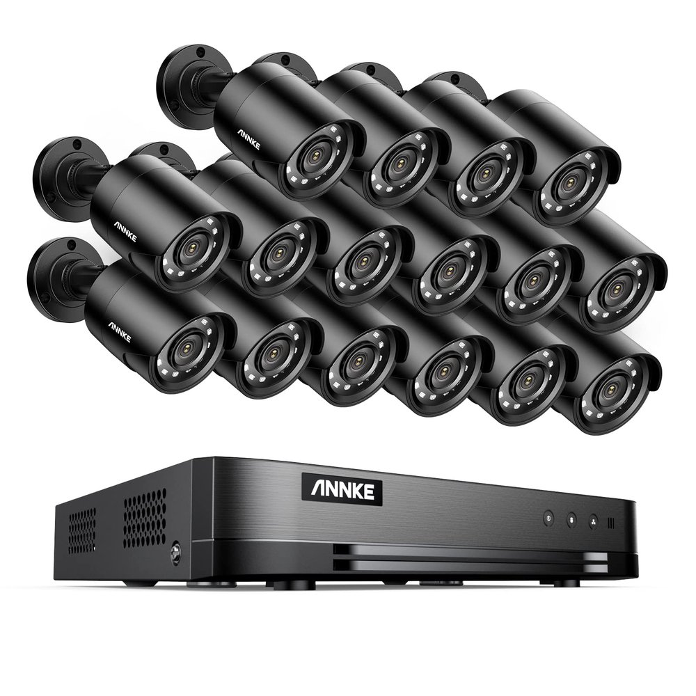 ANNKE 16CH 1080P Security Camera System Outdoor, H.265+ 16Channel 5 in 1 CCTV DVR with 16PCS 1920TVL Surveillance Cameras, 100ft Night Vision, Motion Detection,Remote Access, NO Hard Drive Included