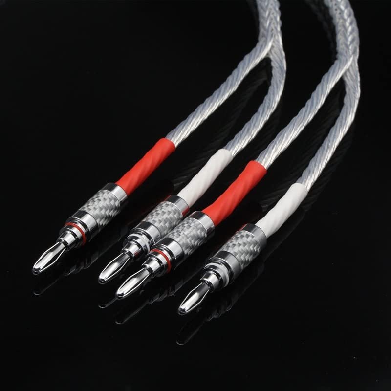 8ag 8N OCC Silver-Plated HiFi Speaker Cable High Performance Speaker Amplifier Sound Connecting Cable Y-Y/Banana-Y etc (Color : Banana Plug-Banana, Size : 1.5m)