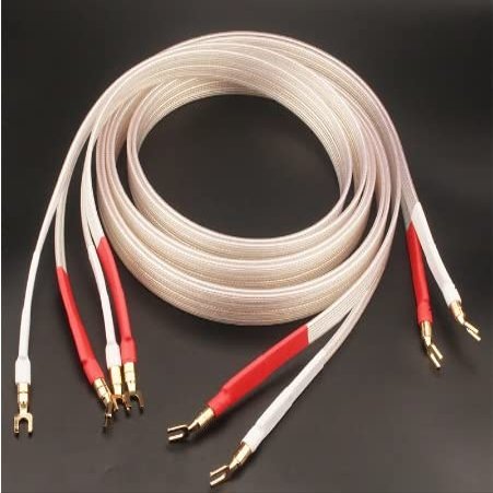 Fever grade OCC silver-plated speaker cable hifi micro-space audio cable Banana plug-Y plug Banana plug-Banana Y-Y (Color : Y plug-Y plug, Length : 4 m)