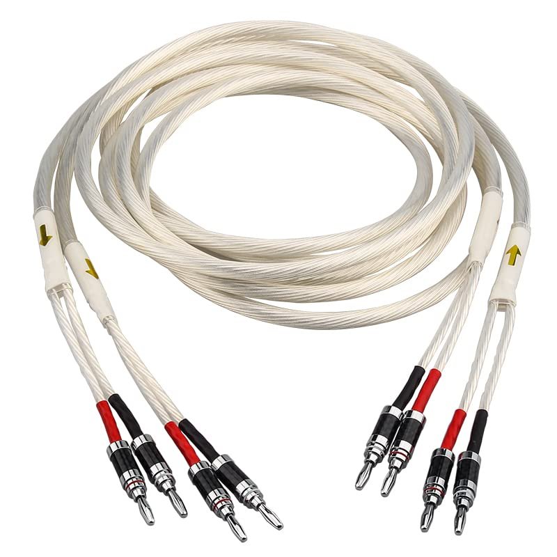 One Pair HiFi Silver-Plated Speaker Cable Hi-end 5N OCC Speaker Wire for Hi-fi Systems Y Plug Banana Plug Speaker Cable (Color : B-B, Length : 1m)