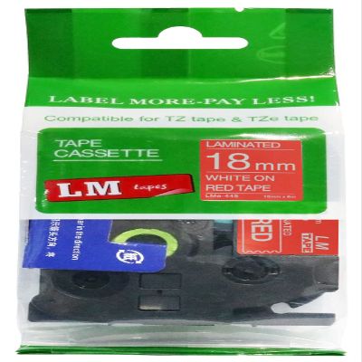LM Tapes - Premium 3/4" (18mm) White on Red Compatible TZe P-Touch Tape for use with Brother PT-P700, PTP700 Ptouch Label Printer Includes Tape Size/Color Guide.