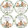 80 Woodland Thank You Favor Stickers, 2" Forest Animals Baby Shower Stickers, Woodland Baby Shower Party Decorations view 1