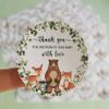 80 Woodland Thank You Favor Stickers, 2" Forest Animals Baby Shower Stickers, Woodland Baby Shower Party Decorations view 4