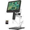 Andonstar AD249SM 10.1 inch 2160P UHD HDMI Digital Microscope 2000X, 3 Lens Soldering Digital Microscope with Arm Boom Metal Stand for PCB SMD Electronics Repair, Biological Microscope Kit, 32G Card view 1