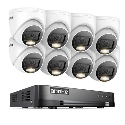 ANNKE H.265+ 1080p 16 Channel Security Camera System, 16ch 5 in 1 DVR Recorder and 8x 1080p Surveillance CCTV Turret Cams Outdoor, Smart Color Night Vision, AI Motion Detection, NO Hard Drive Included