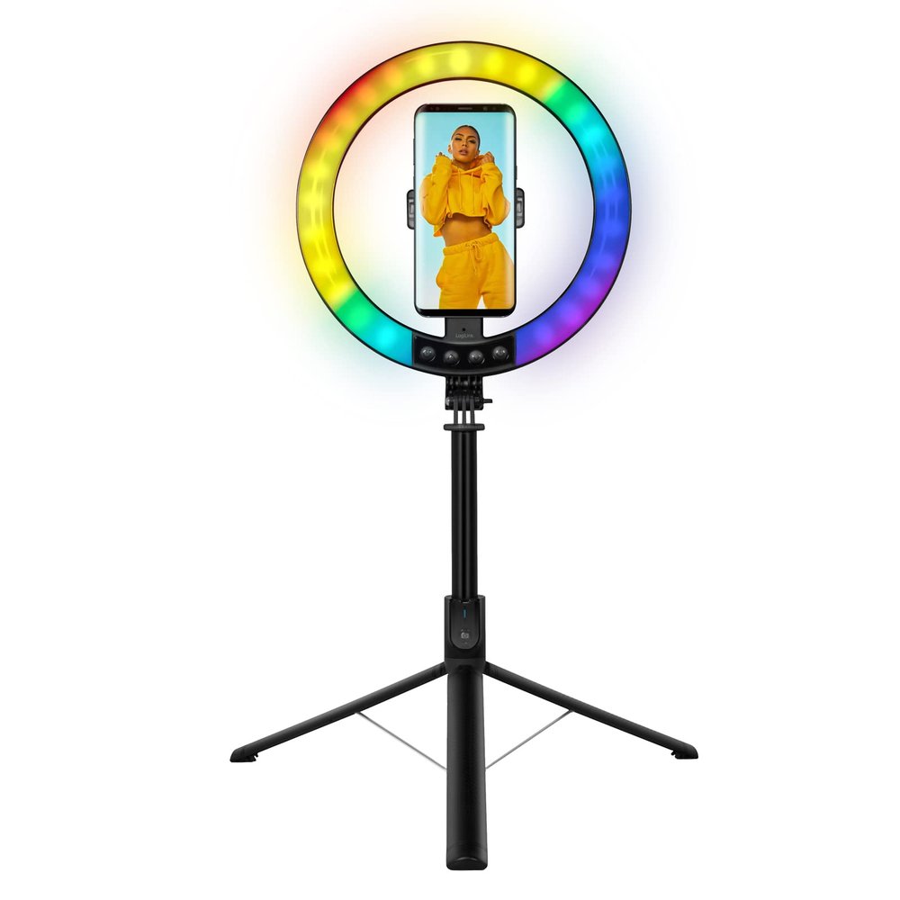 Logilink LED Ring Fill Light, Selfie Stick with Tripod, 25 cm, W128291208 (Stick with Tripod, 25 cm, Black)