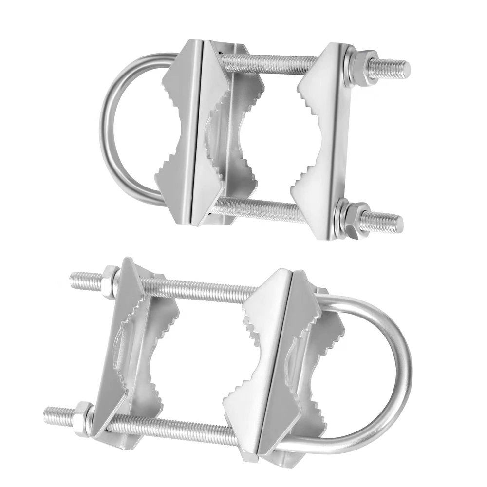 Double Antenna Mast Clamp Heavy Duty V-Jaw Bracket with U Bolts, Sturdy Mast to Mast Mounting Hardware for Outdoor Antenna2 Sets, Slinkdsco