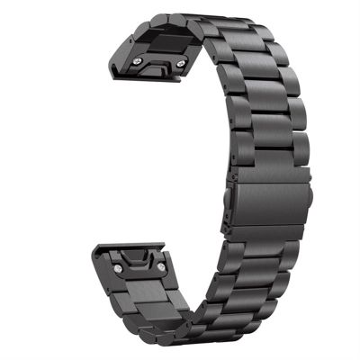 Metal Watchband Strap for Garmin Fenix 7 7S 7X 5X 5 6X 6Pro 3HR Easyfit Quick Release Stainless Steel Band Fenix7 Wrist Bracelet (Color : Black, Size : 26mm Fenix 5X 5XPlus)